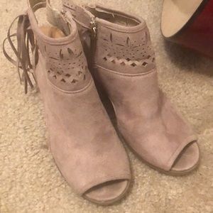 Taupe peep toe booties